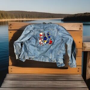 Jean Jacket Boys Hockey Embroidered Patches XL Denim Blue